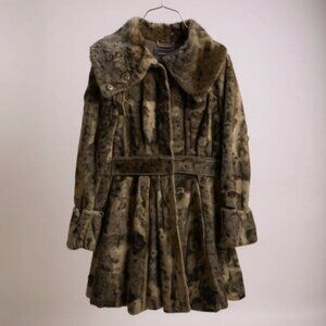 🆕 Laundry By Shelli Segal Brown & Beige long stylish fur jacket size M